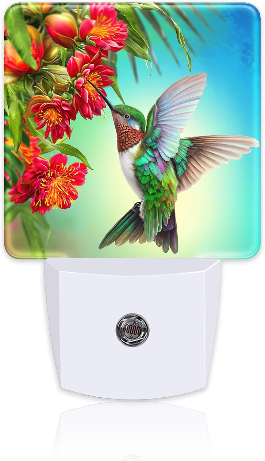 Hummingbird with Flowers Night Light for Kids, Red Tropical Floral Leaves Hummingbird Night Light Plug in with Dusk to Dawn Sensor,0.5w…