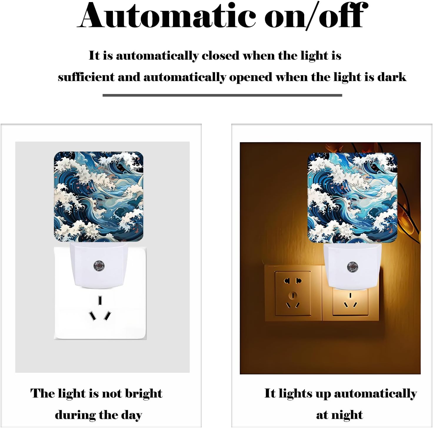 Movement of Waves Night Light, Plug-in Night Lights with Dusk to Dawn Sensor for Stairway, Hallway, Bedroom Sleep Friendly Ideal for…