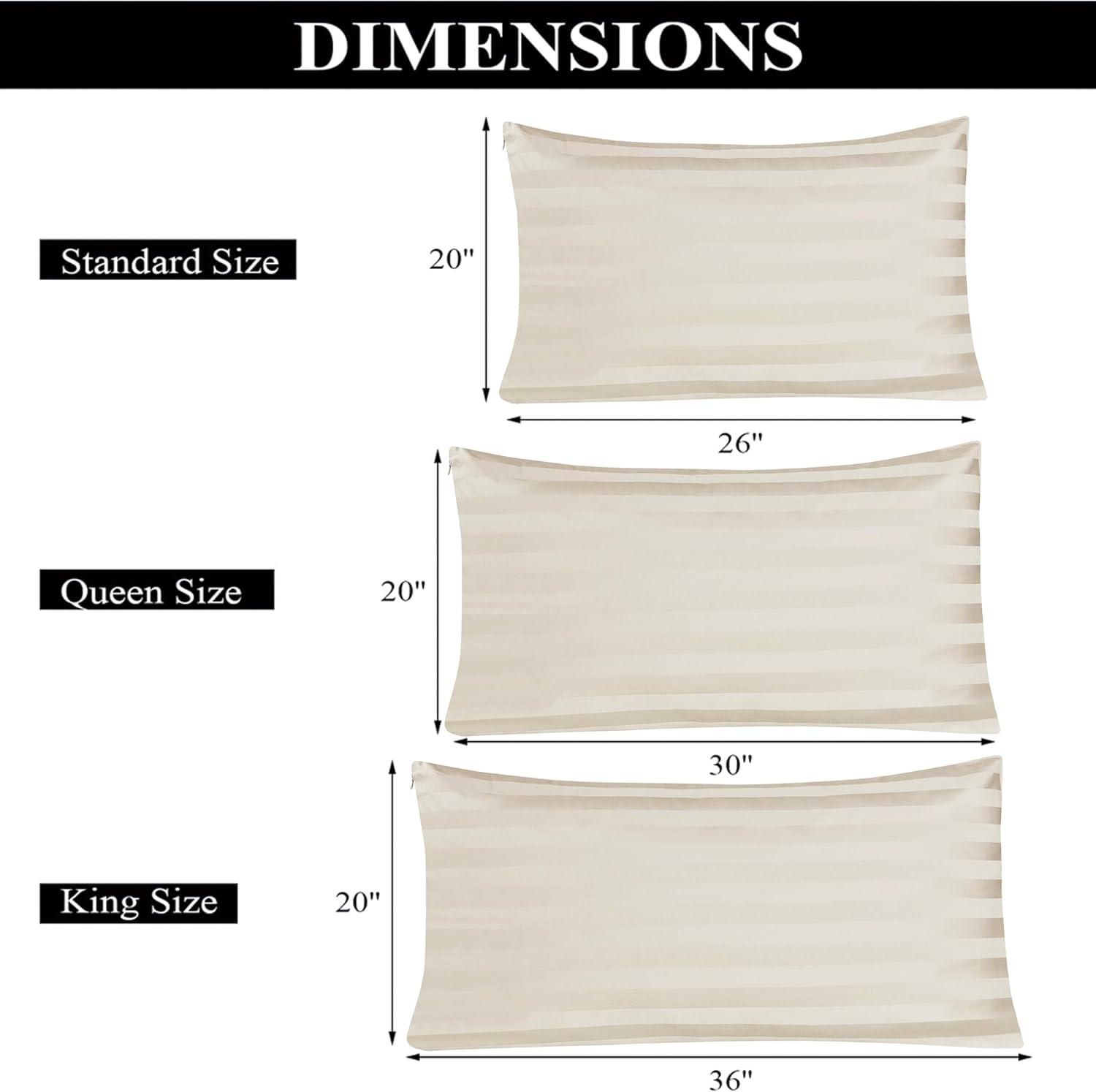 ShunjieHome 100% Egyptian Cotton Pillow Protectors Set of 4, 600 Thread Count Standard Size Bed Pillow Cases with Zipper, Sateen Weave Cool…