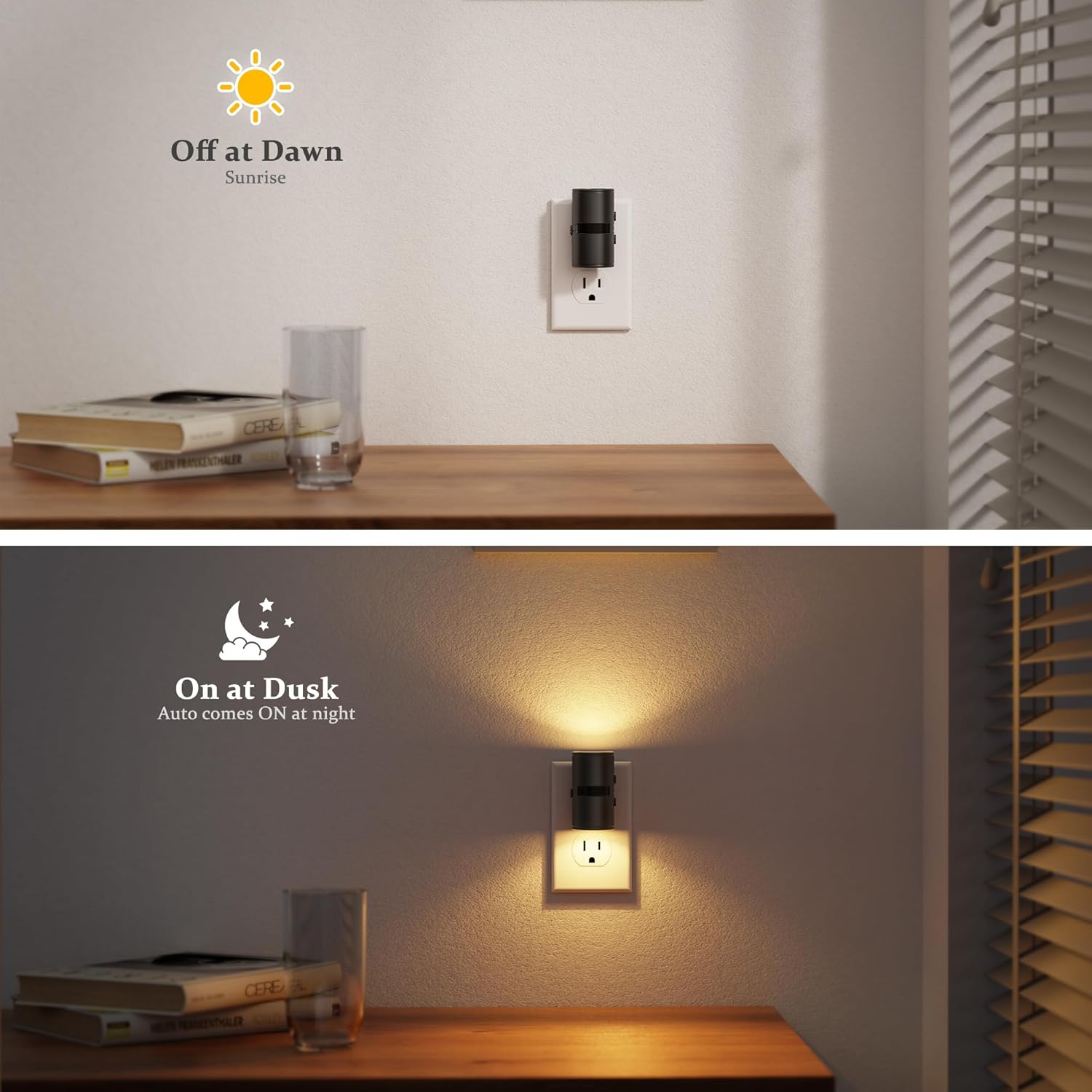 JandCase Motion Night Light, Rotating Night Lights Plug into Wall, 3 Colors 3000K-5000K-Amber, Dusk to Dawn & Motion Sensor, 3 Level…