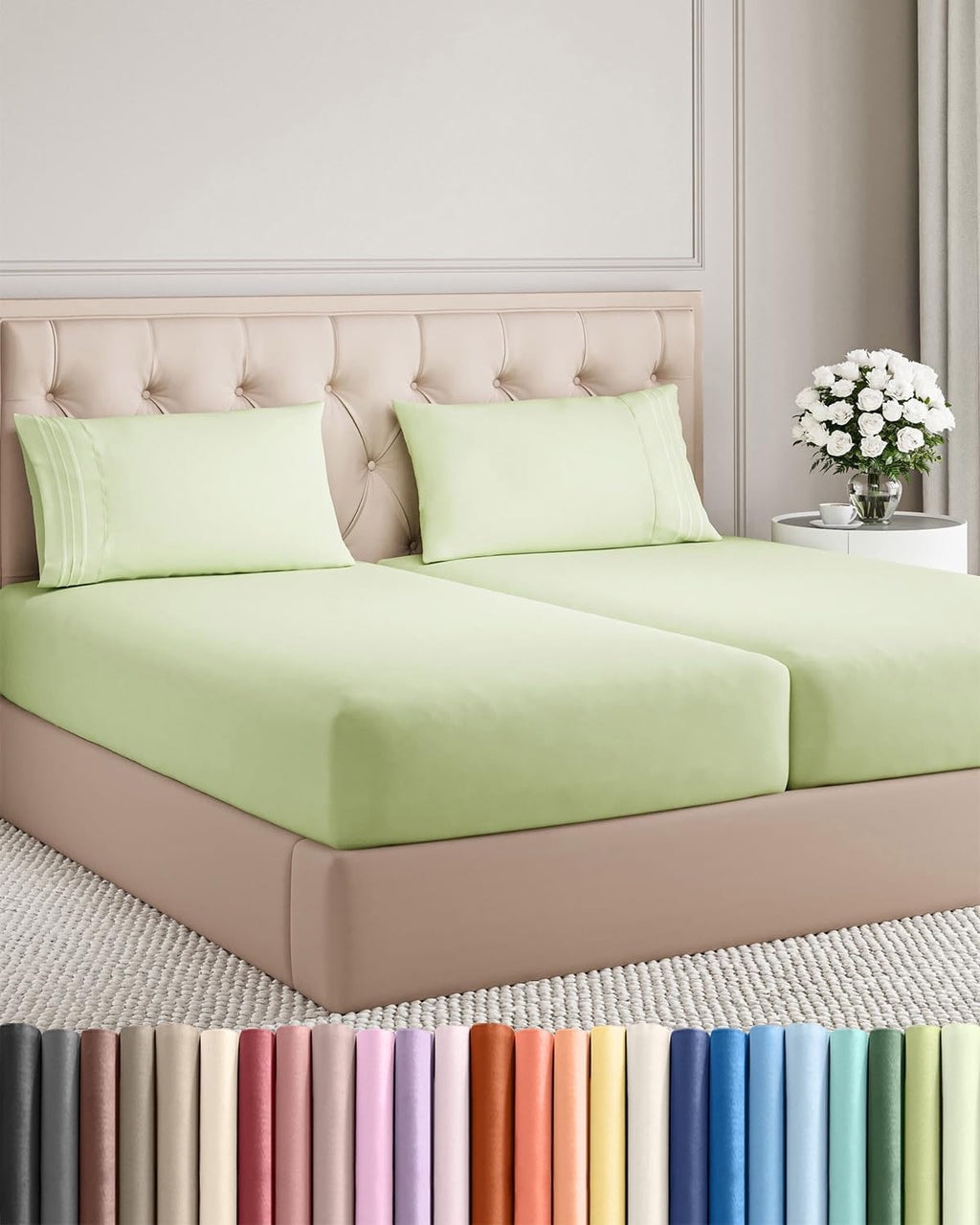 Split King Size 5 Piece Sheet Set - Comfy Breathable & Cooling Sheets - Hotel Luxury Bed Sheets for Women & Men - Deep Pockets, Easy-Fit…