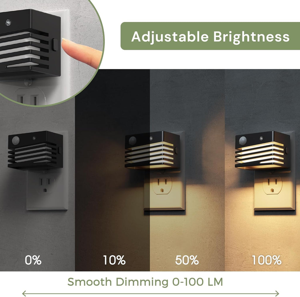 L LOHAS LED Motion Sensor Night Lights, [2 Pack] Dimmable Night Light Plug into Wall with Dusk-to-Dawn Sensor, Adjustable Brightness…