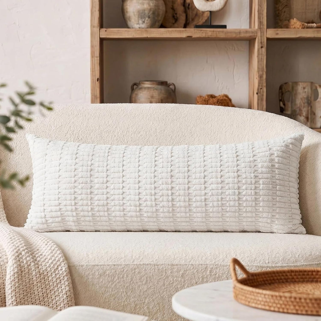 Fancy Homi Decorative Throw Pillow Covers for Bed Couch Bedroom Bench, Soft Corduroy Solid Pillow Case, Rustic Farmhouse Boho Room…