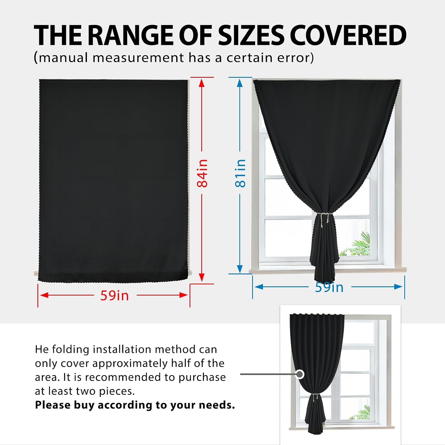 Jilron Paste Style Curtains for Windows, Bedroom Blackout Curtains for - Thermal Lnsulated No Drill Curtains Room Darkening Black Small Drap…