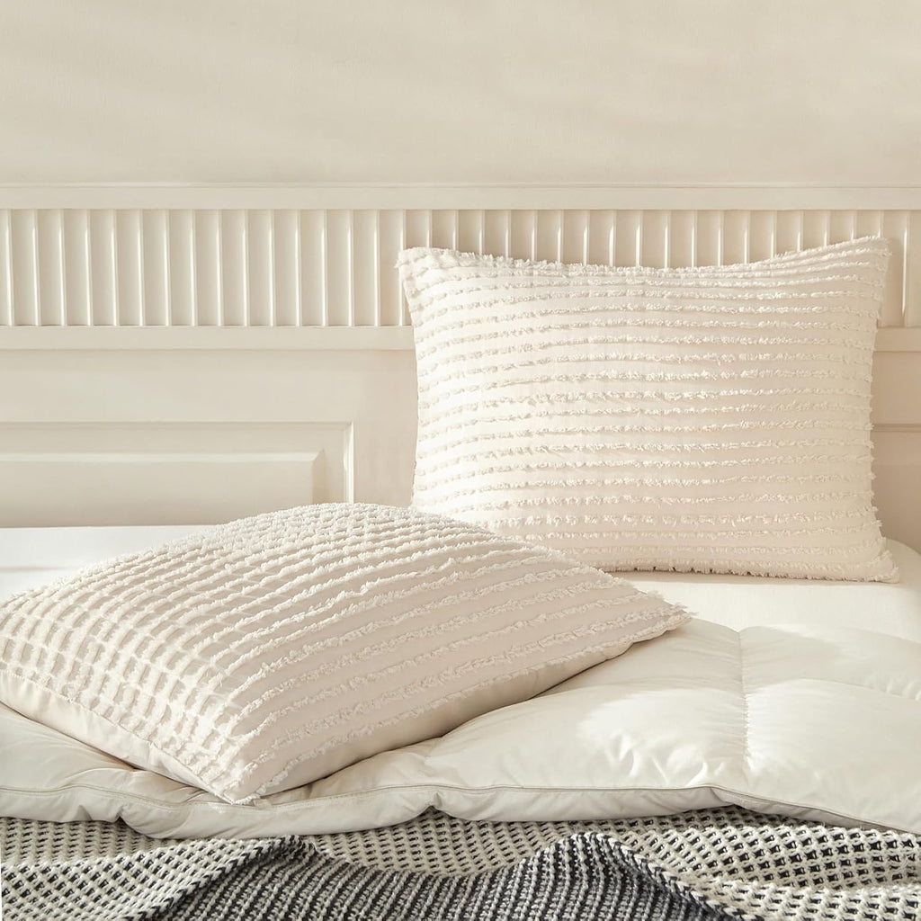 Warmdern Beige Pillow Covers King Pillow Cases Soft Microfiber Pillow Cases Set of 6 Boho Textured Pillowcase with Envelope Closure(Beige,…