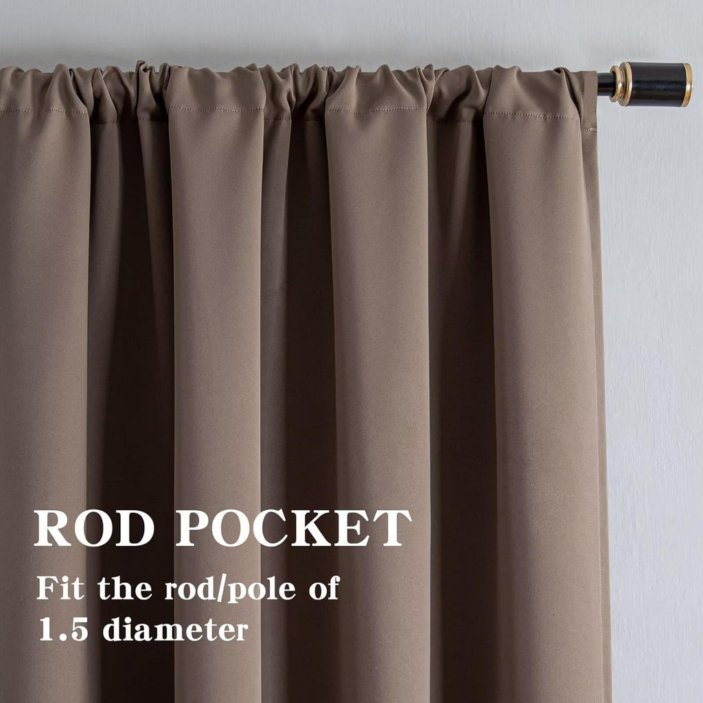 Igemaeve Blackout Curtains 72 Inch Length 2 Panels Set, Black Out Curtains for Bedroom 72 Inch Long, Rod Pocket Energy Saving Room Darkenin…