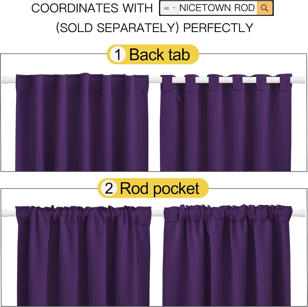 NICETOWN RV Curtains for Camper Windows - (Royal Purple Color) 42x50 Inch, 2 Panels Set, Thermal Insulated Room Darkening Blackout…