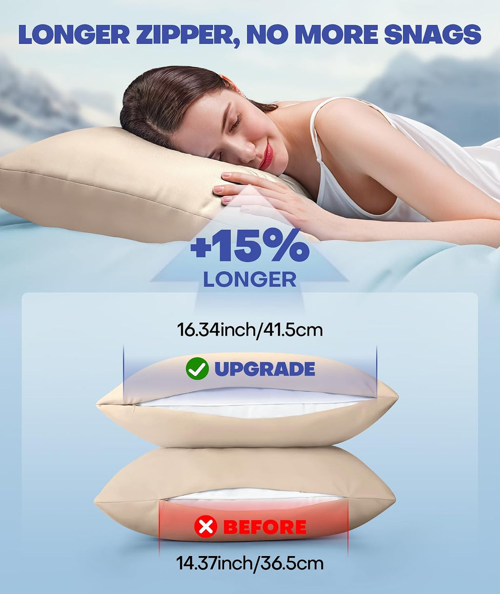 Rifens Ice Cooling Pillowcase for Hot Sleepers, Instantly Cool, Stays Cold All Night, Softer Than Silk Pillow Cases, Pillow Covers with Inv…