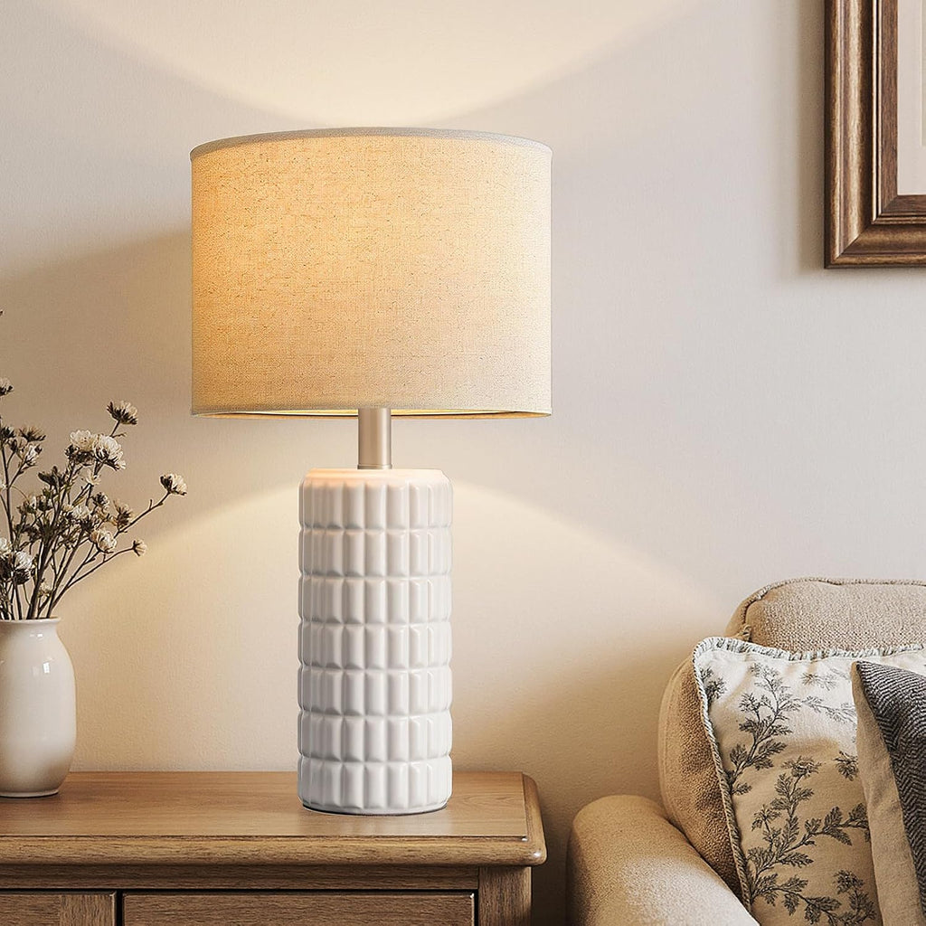 SeealleLighting 23" Modern Ceramic Table Lamps Set of 2 - Table Lamps for Living room, Farmhouse Bedside Night Stands Lamp for Bedroom, Whi…
