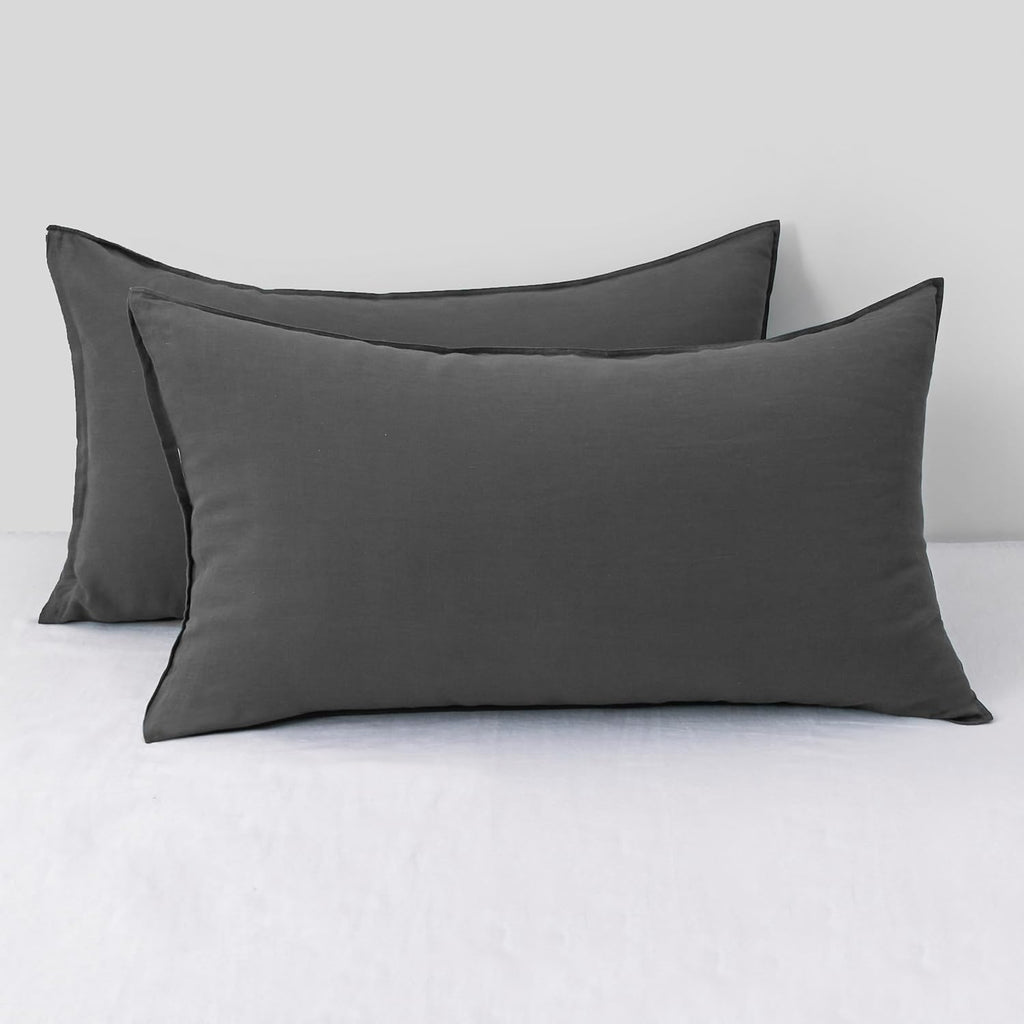 Chuffed Linen Pillow Cases 2 Pack 100% Linen King Size Pillowcases, Breathable and Cooling Washed Pillow Shams with Zipper Closure, 20x36 I…