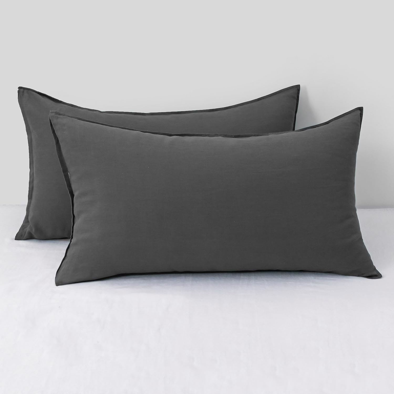 Chuffed Linen Pillow Cases 2 Pack 100% Linen King Size Pillowcases, Breathable and Cooling Washed Pillow Shams with Zipper Closure, 20x36 I…