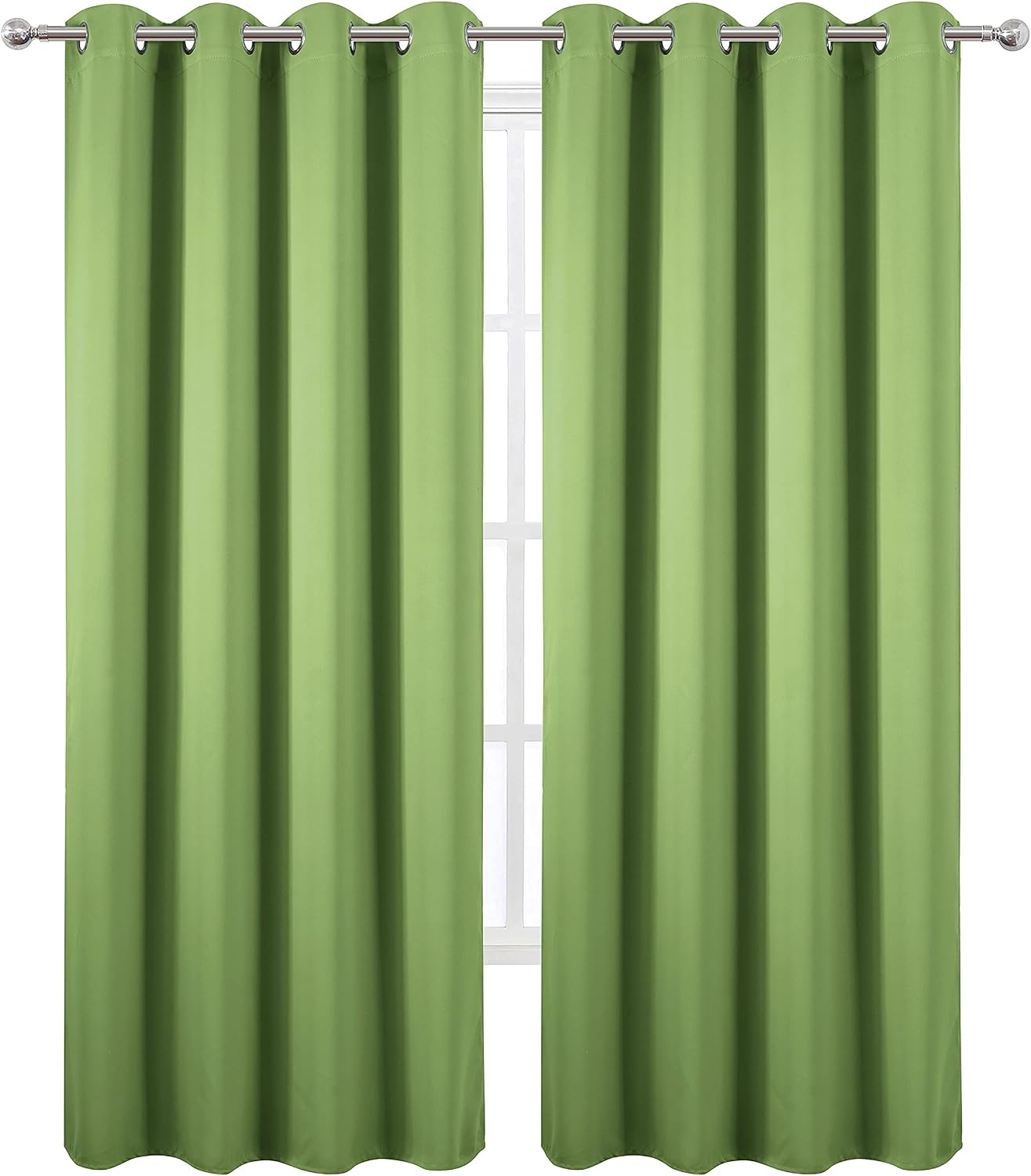 Lemomo Light Green Thermal Blackout Curtains/52 x 95 Inch/Set of 2 Panels Room Darkening Curtains for Bedroom 95 Inch Green