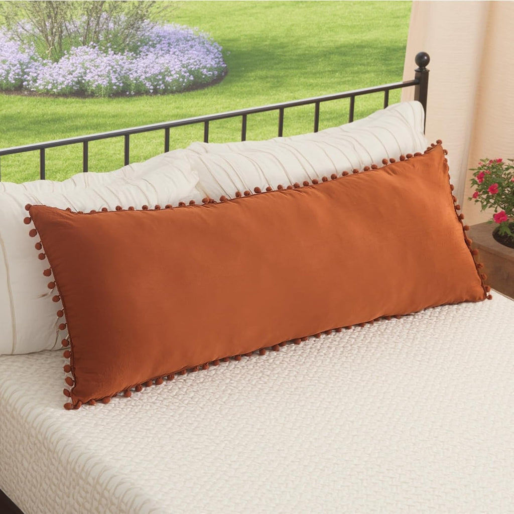 Moveover MOVE OVER Burnt Orange Body Pillow Cover 20x54 Body Pillow Case 100% Soft Washed Microfiber Boho Pillow Covers Set of 1 Vintage Po…