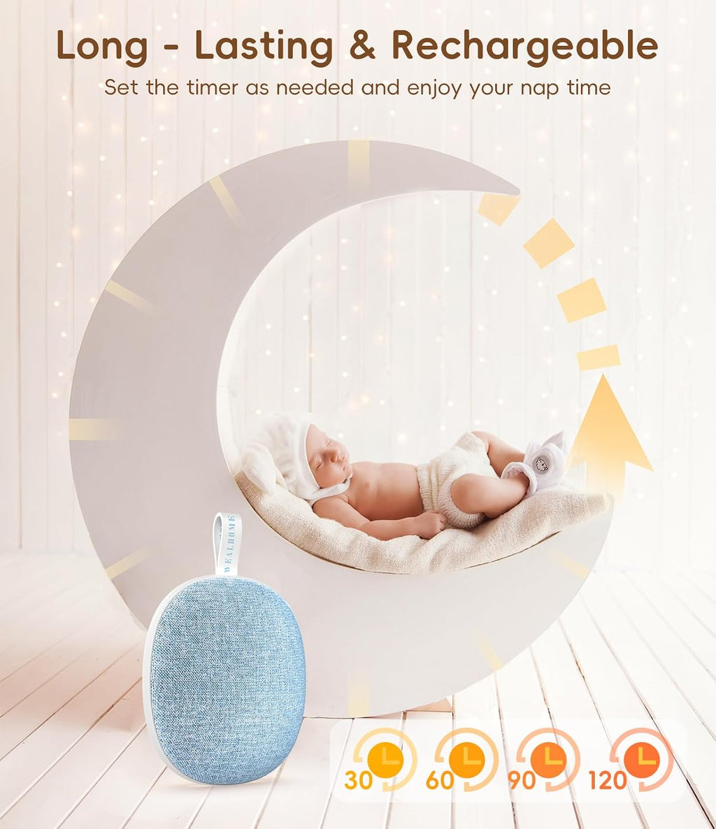 Enhanlife Portable White Noise Sound Machine: Baby Sleep Soother, Bluetooth Speaker, Rechargeable Battery, 4-Speed Timer, 6 Soothing…