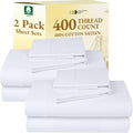 CaliforniaDesignDen California Design Den Pack of 2 Sheet Sets King Size - 400 Thread Count 100% Cotton Sateen - Soft and Breathable Sheets…