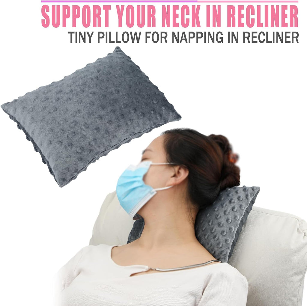BNRendles Small Neck Pillow for Recliner Chair Neck Support Pillows Plump Adjustable Filling Nap Airplane Sleeping Little Cushion Minky Dot…