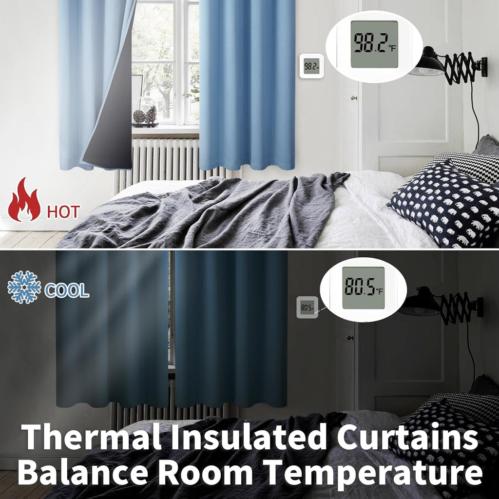 BGment Thermal Insulated 100% Blackout Curtains for Bedroom with Black Liner, Double Layer Full Room Darkening Noise Reducing Grommet Curta…