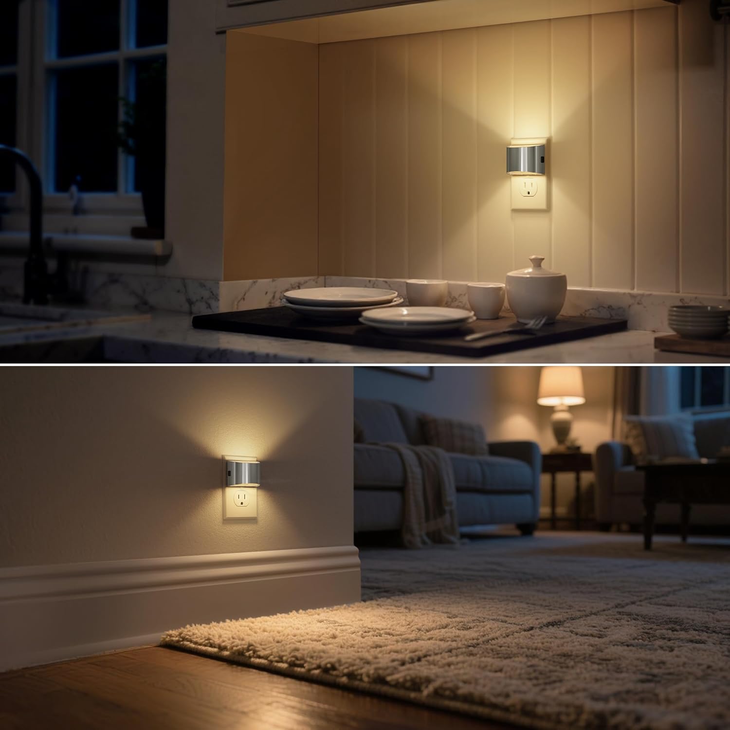 DORESshop LED Night Light[2 Pack], Night Lights Plug into Wall, 3 Level Brightness Adjustable Plug in Night Light, Dusk to Dawn Sensor…