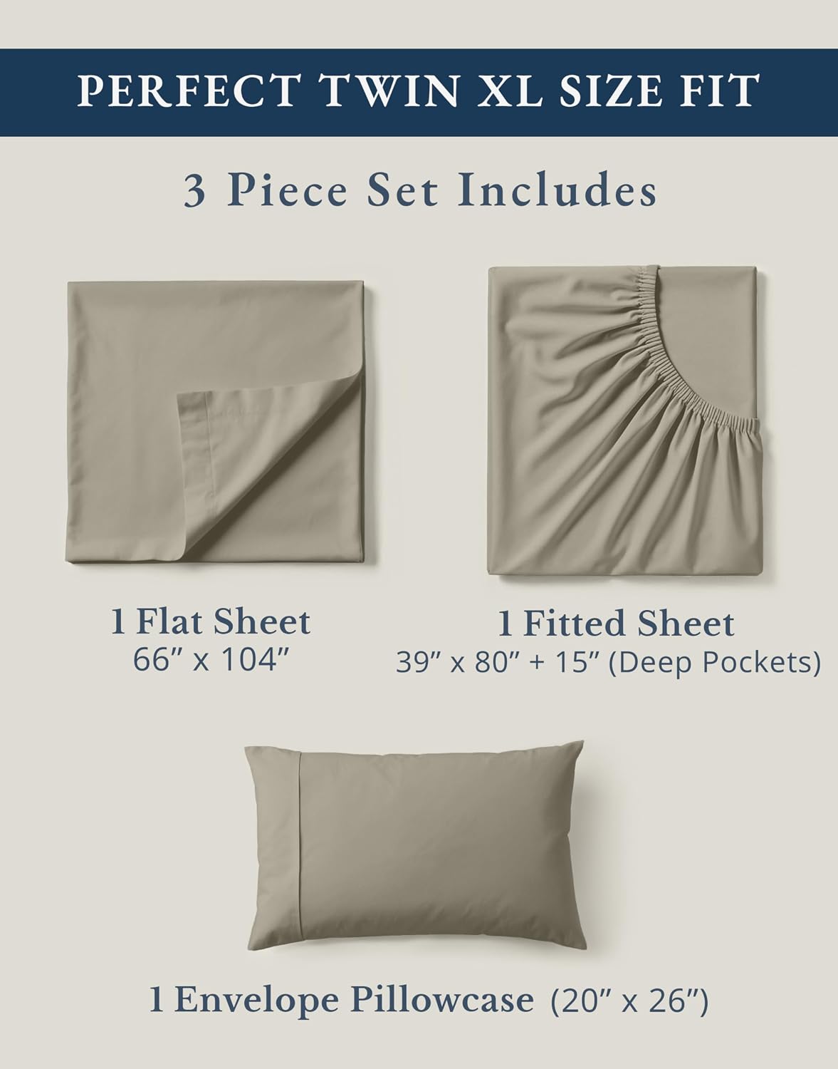 LaneLinen LANE LINEN Twin XL Bed Sheets Set - 100% Mercerized Organic Cotton Twin XL Sheets Set, Soft & Comfy Percale Weave, Machine wash L…
