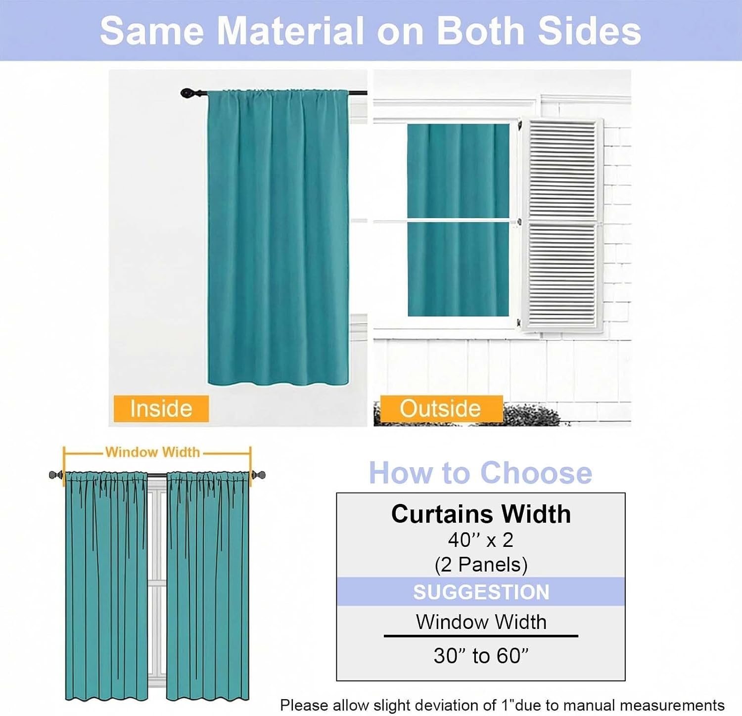Simplebrand Ava Teal Blackout Curtains for Bedroom 84 Inch Length 2 Panels Set, Solid Thermal Insulated Privacy Nursery Window Treatment Cu…