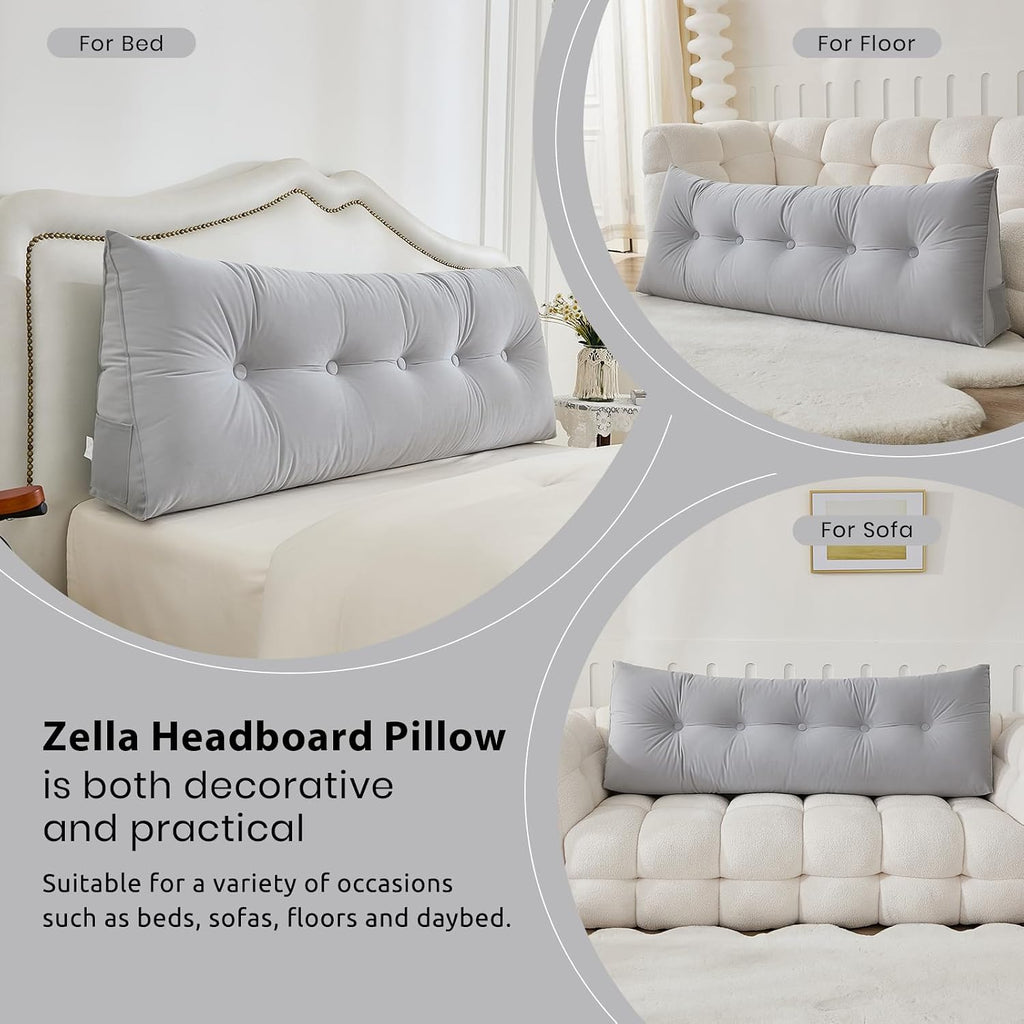 Zelladorra Headboard Pillow for Bed, Triangular Wedge Pillow Headboard Soft Support While Reading and Resting, Bed Bolster Cushion…