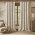 XOGUIBO Farmhouse Floral Curtains 96 Inches Long 100% Blackout Living Room Drapes, Linen Blend Bohemian Window Curtain Panels with T…