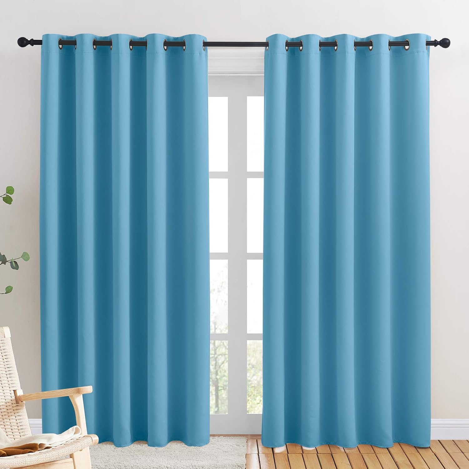 NICETOWN Blackout Draperies Curtains for Kids Room, Window Treatment Thermal Insulated Solid Grommet Blackout Drape Panels for Bedroom…