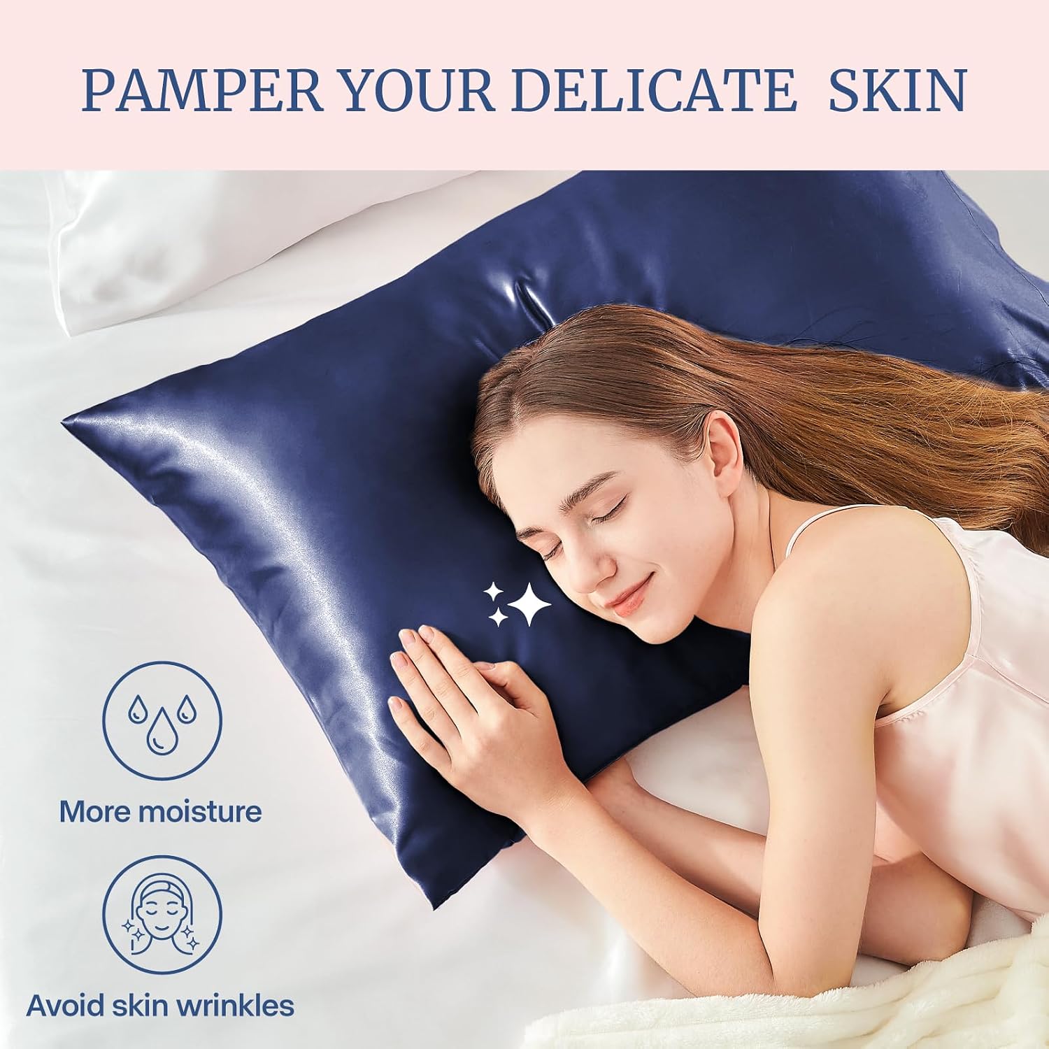 Bedelite Satin Pillowcase for Hair and Skin, Super Soft and Cooling Similar to Silk Pillow Cases 2 Pack with Envelope Closure, Gift for Wom…