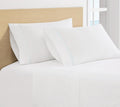 Scout 100% Cotton Percale Pick Stitch 2-Piece Standard Pillowcases in White/Seafoam, Solid Color, Oeko-TEX Certified Cotton White