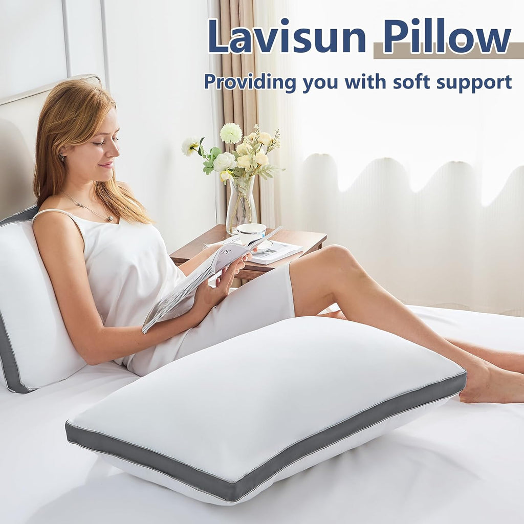 CozyLux Pillows King Size Set of 2, Soft Supportive 3D Down Alternative Bed Pillow for Sleeping 2 Pack Dark Grey, Luxury Hotel Quality Guss…