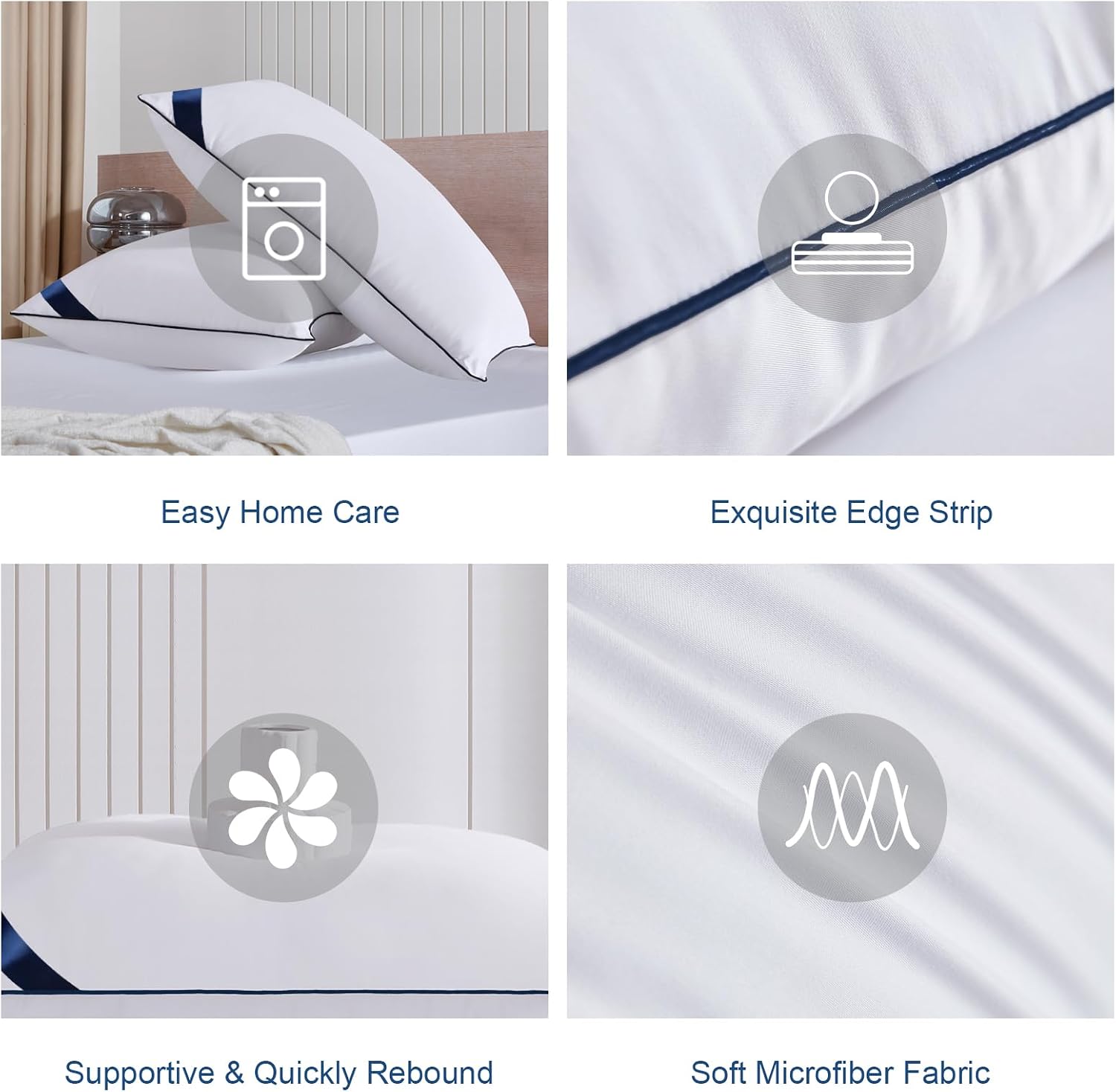 Meoflaw Pillows Standard Size Set of 4, Soft Microfiber Standard Pillows with Hollow Fiber, Hotel Quailty Bed Pillows for Sleeping 4 Pack for…