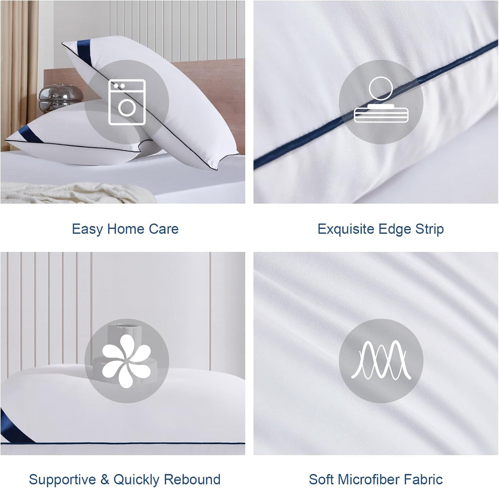 Meoflaw Pillows King Size Set of 4, Soft Microfiber King Pillows with Hollow Fiber, Hotel Quailty Bed Pillows for Sleeping 4 Pack for Back, St…
