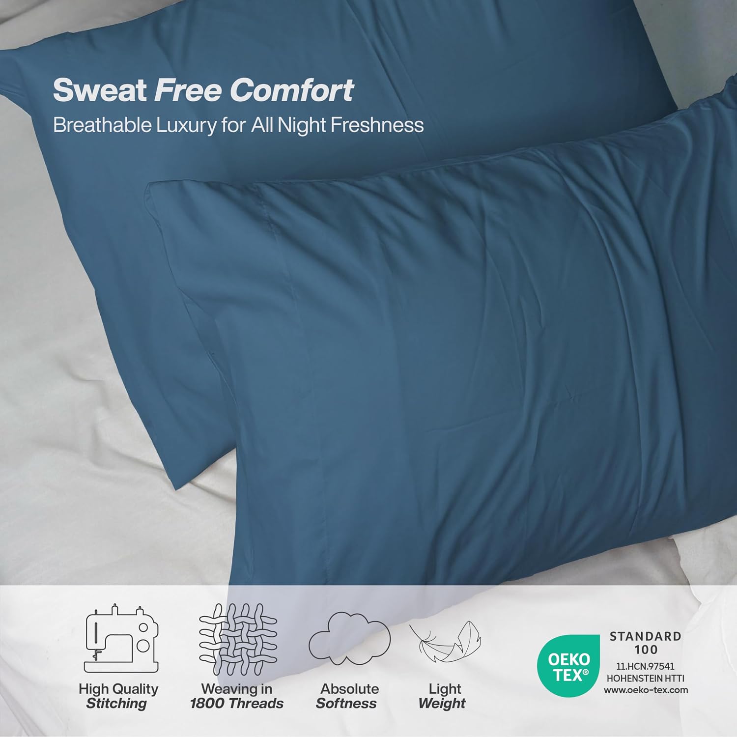 Queensbay King Pillow Cases Set of 2, Microfiber Cooling Pillowcases, Soft Breathable Envelope Closure Pillow Covers, Wrinkle Free Easy Car…