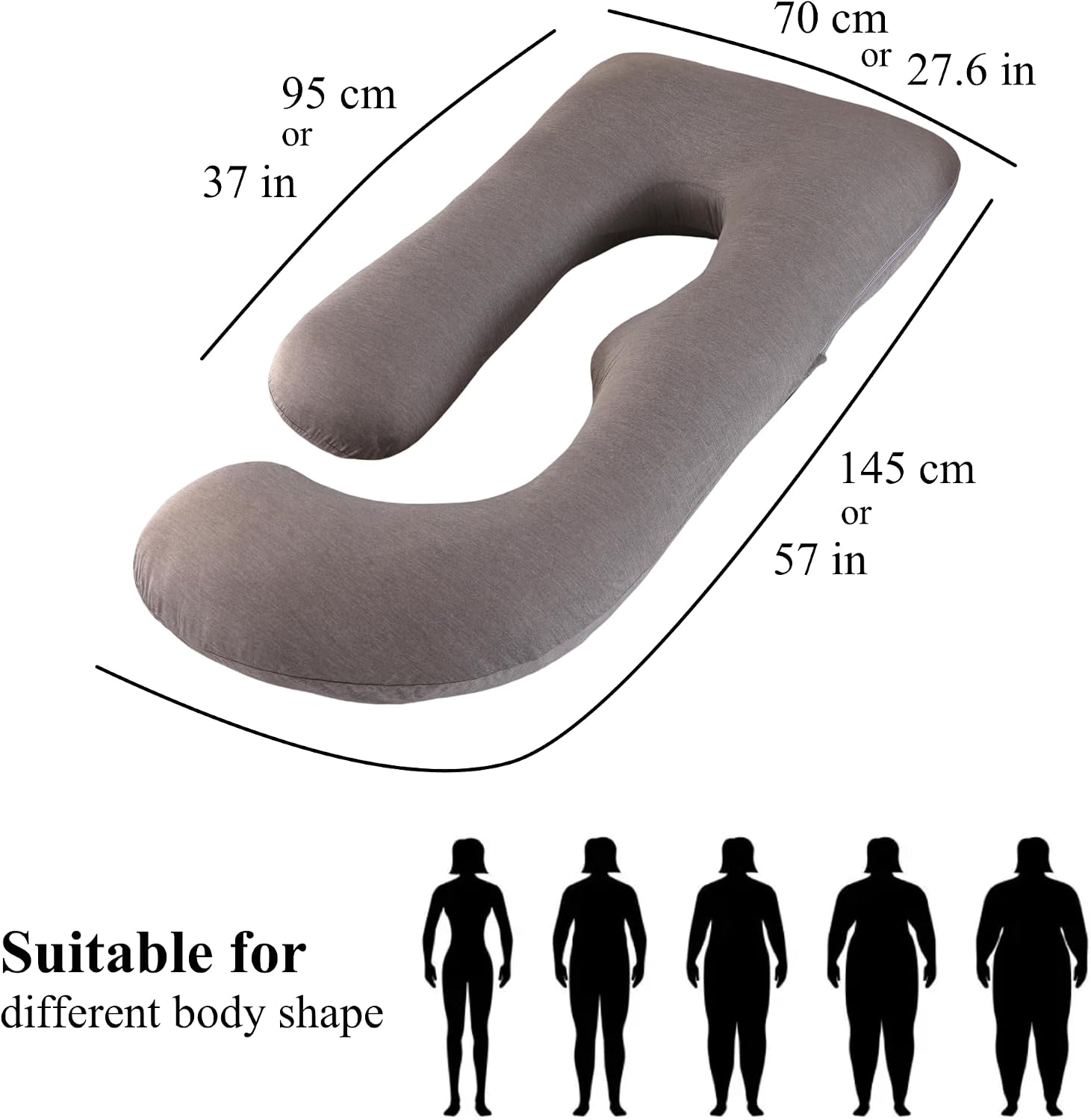 ALLOPERA Pregnancy Pillow, Full Body Maternity Pillow 57 inch, with Removable Washable Cover - Sleep Support for Legs, Back, Neck…