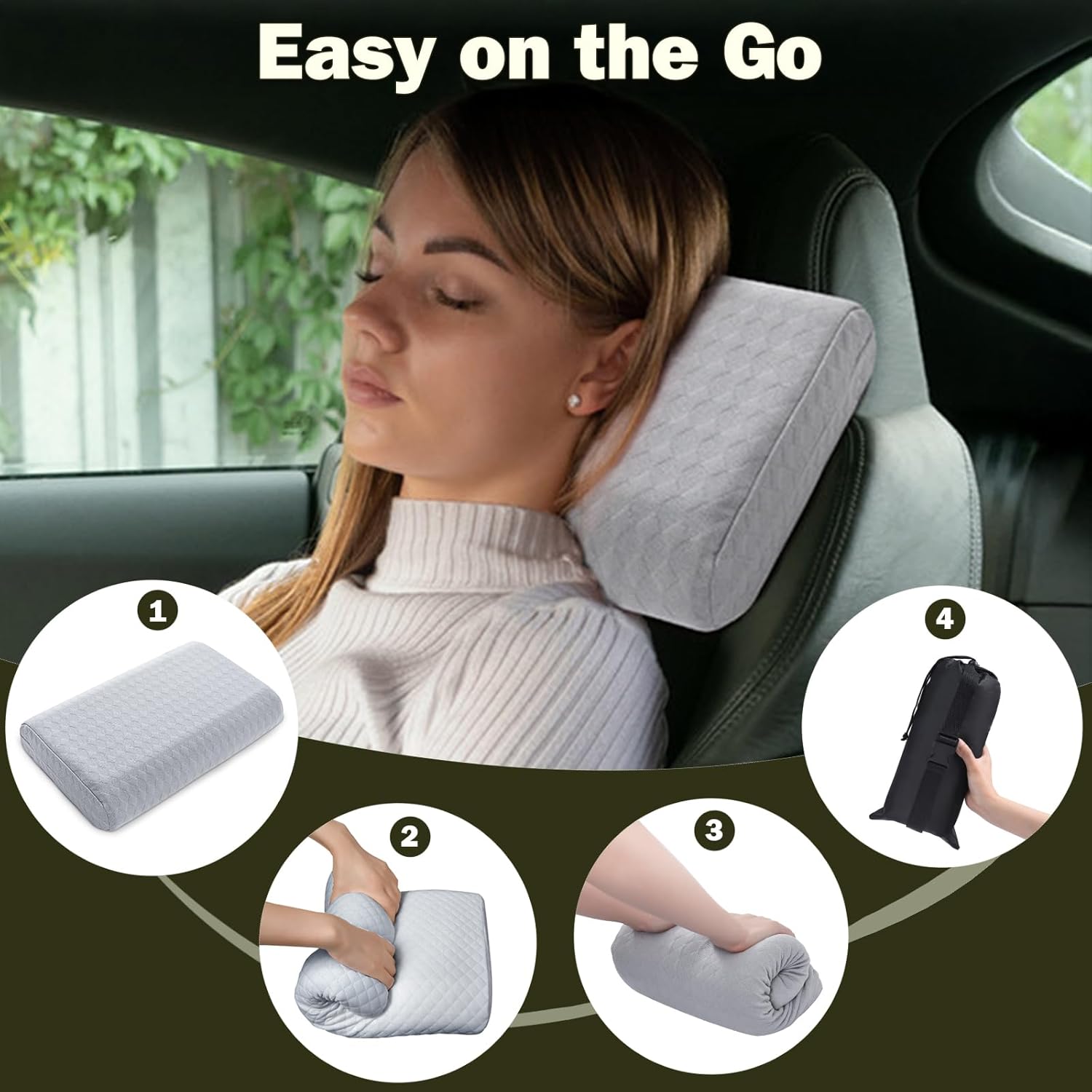 Vekkia Travel Pillow with Memory Foam, Portable and Compressible Camping Pillow with Washable Cover, Ergonomic Supportive for Sleeping…