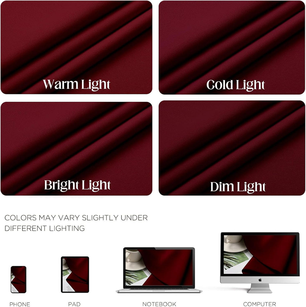 Cucraf Burgundy Red Blackout Curtains 96 inch Length 2 Panels Set, Room Darkening Drapes for Living Room Bedroom, Thermal Insulated Light B…