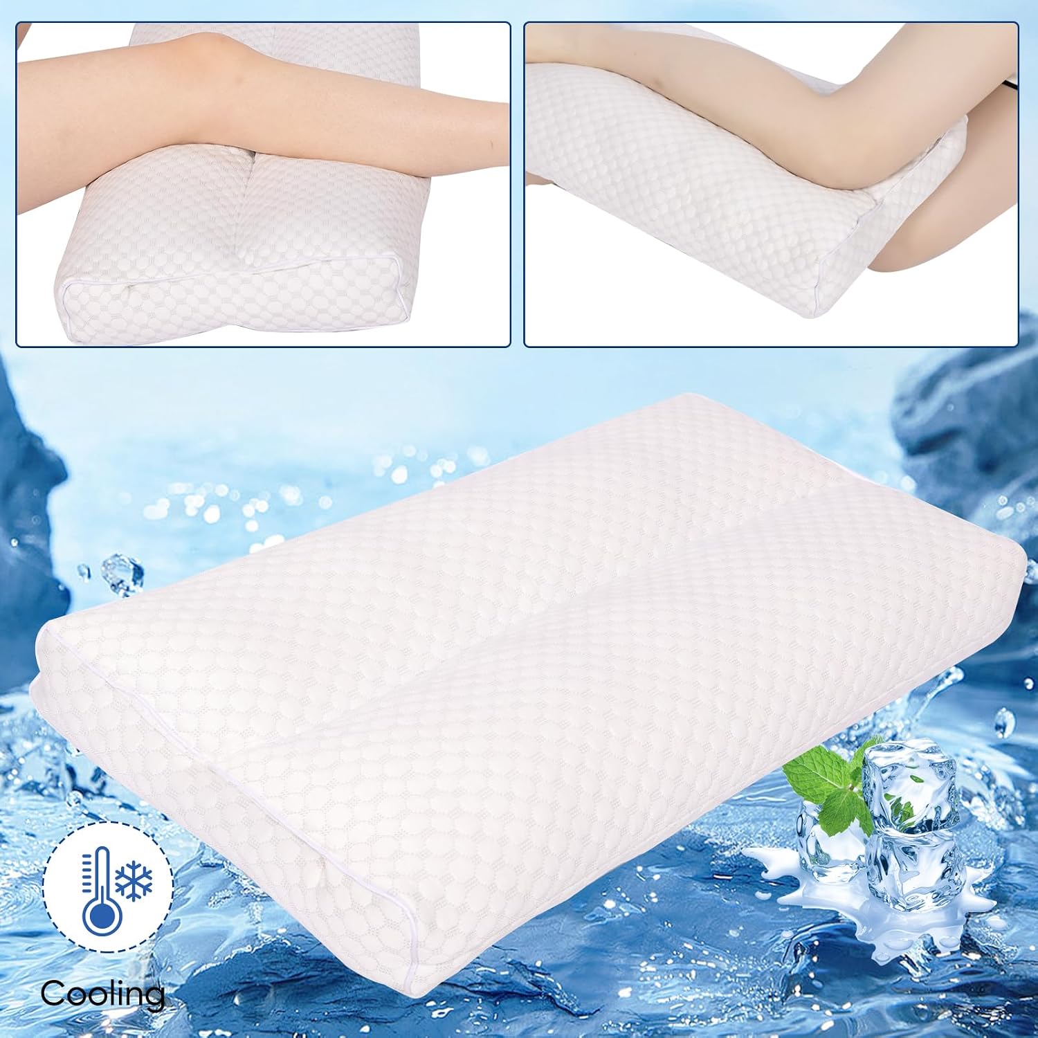 Cooling Knee Pillow for Side Sleeper, 3"Leg Pillow for Side Sleeping, 100% Cooling Fabric Pillow for Between Knees While Sleeping - High…