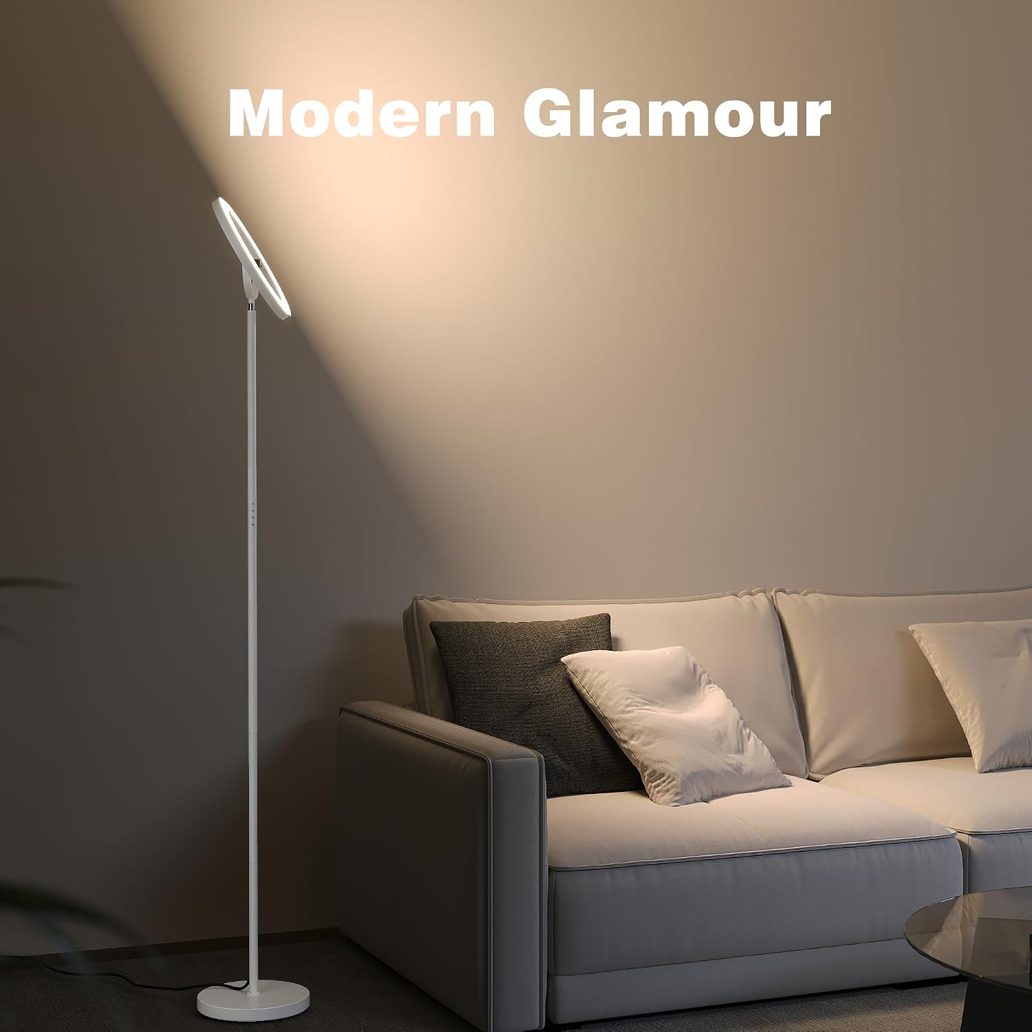 SIBRILLE 30W LED Floor Lamp, 350° Rotating Reading Standing Lamp with Remote Control, Stepless Dimmable 3000K-6500K Modern Tall Lamp for…