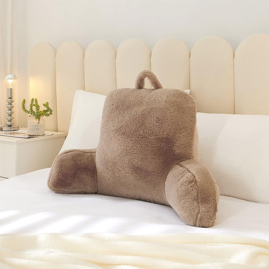 Urban Lifestyle Rabbit Faux Fur Backrest Pillow, Taupe