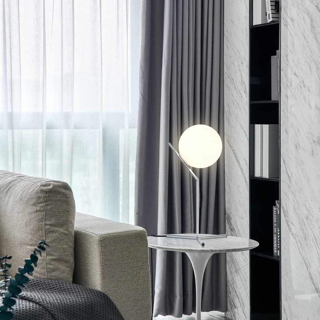 BOKT Modern Chrome Metal Globe Table Lamp Contemporary Milk White Glass Reading Lamp 1-Light E26 Table Standing Lamp Home Decor Glass…