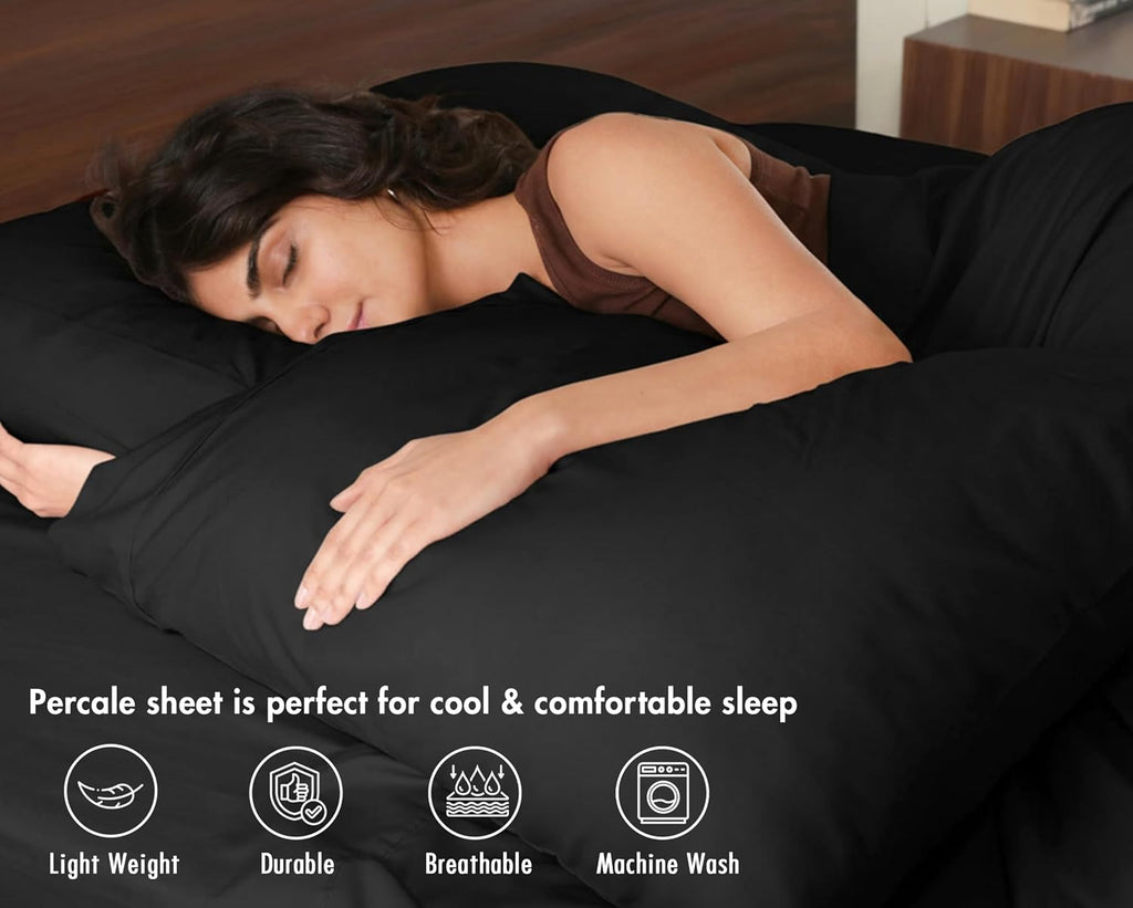Ruvanti 100% Cotton Percale Sheets California King Size – Crisp Cooling Bed Sheets for Hot Sleepers, Deep Pocket 14”, Soft Breathable & Dur…