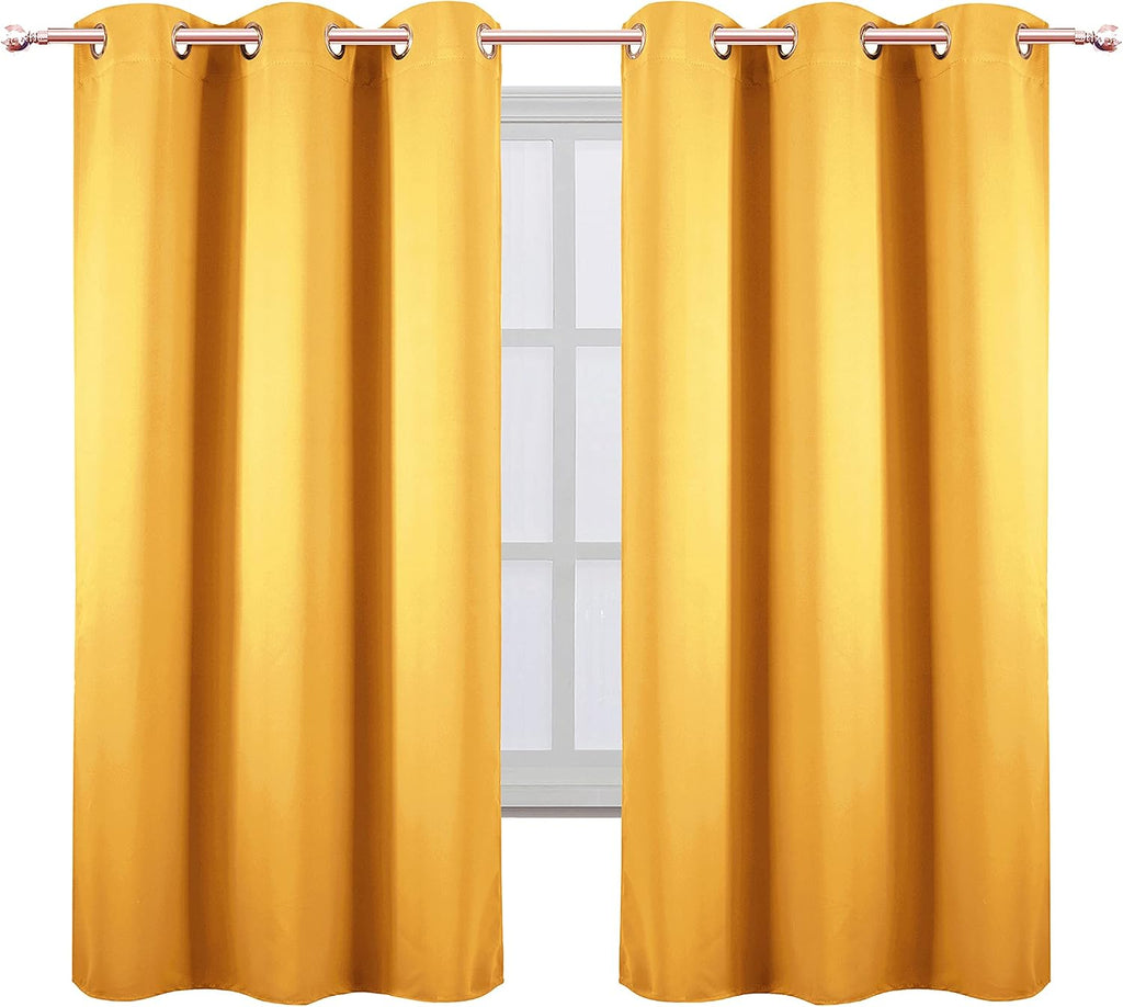 Lemomo Yellow Blackout Curtains 40 x 63 Inch Length/Set of 2 Curtain Panels/Thermal Insulated Room Darkening Blackout Curtains for Bedroom…