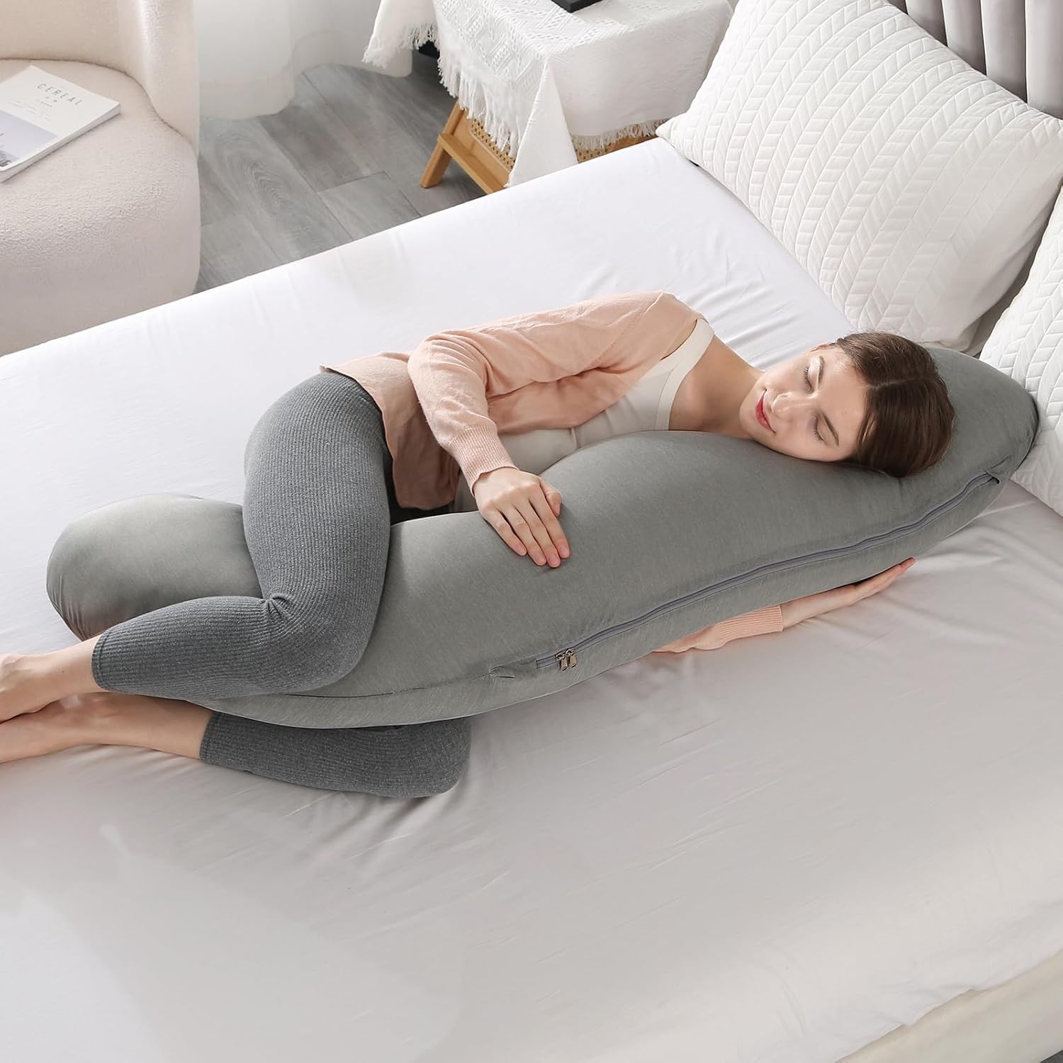 BATTOP Pregnancy Pillows with Cooling Cover, Cooling Maternity Pillow for Sleeping, Support for Belly, HIPS, Legs, Pregnancy Must Haves, Side…