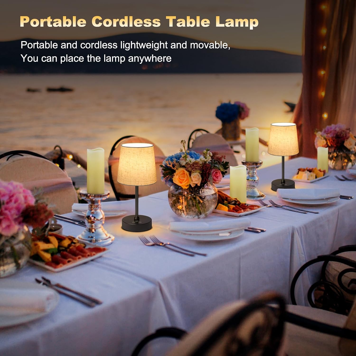 Wowag Small Cordless Table Lamp,5000mAh Rechargeable Battery Operated Desk Lamp,3 Colors & 7 RGB Stepless Dimmable, Portable Touch…