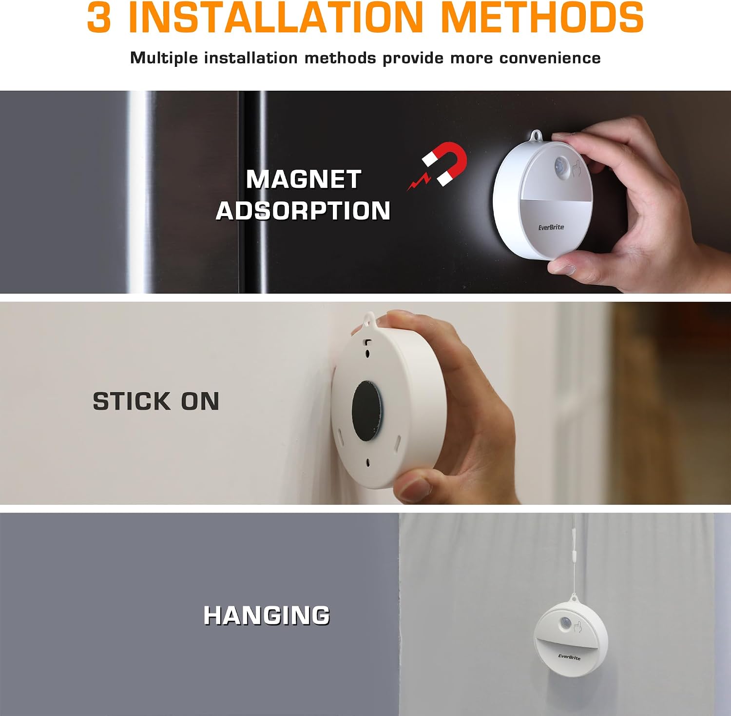 EverBrite LED Motion Sensor Night Light, Dimmable Night Lights with 15 RGB Colors, Cool White Motion Activated LED Night Light for…