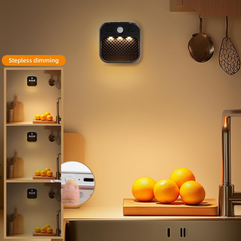 Motion Sensor Night Light Black, Rechargeable Magnetic Night Light with 3 Color Temperatures & Stepless Dimming, Timer Function, Soft…