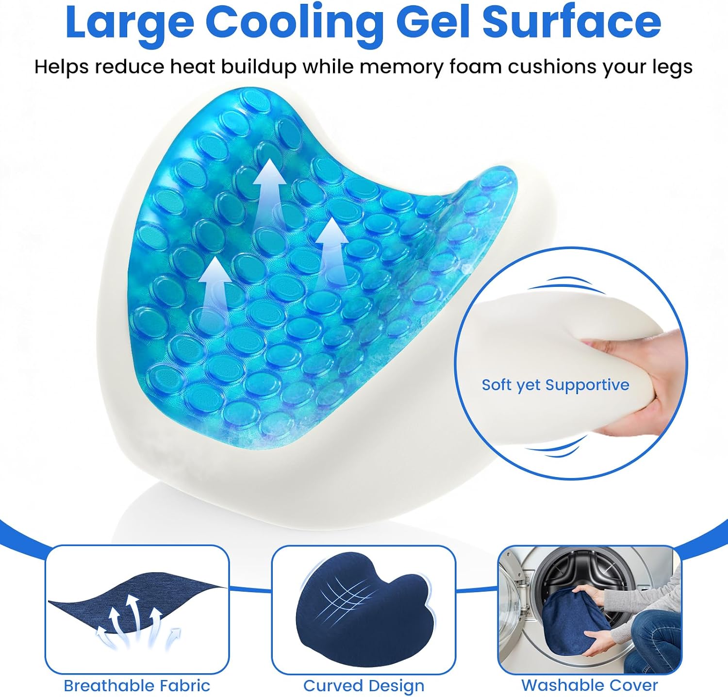 Knee Pillow for Side Sleepers - Cooling Gel Memory Foam Leg Pillow for Side Sleeping, Heart-Shaped Between Legs Cushion for Pressure…
