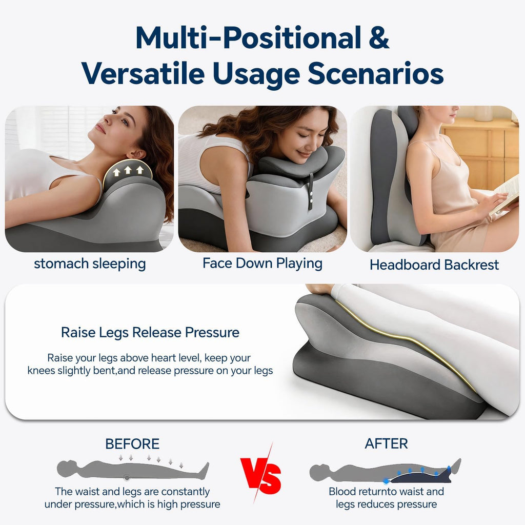 Generic Ergonomic Reading Pillow, Memory Foam Wedge Pillow, Adjustable Neck Pillows, Multi-Positional Support Cushion for Stomach Sl…