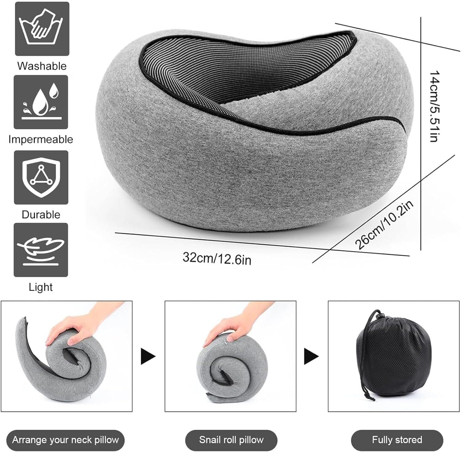 Weershun Travel Pillow for Airplanes, 2026 Memory Foam Neck Pillow with Chin Wrap for Traveling, Suitable for Airplanes, Offices and Cars (…