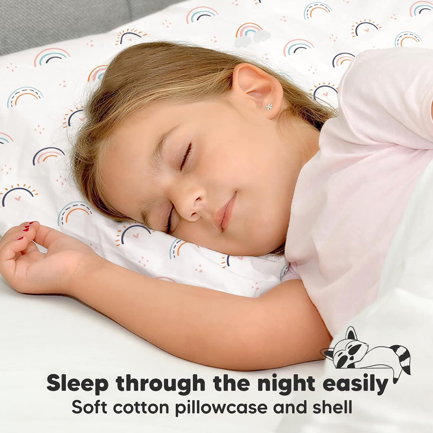 Toddler Pillow with Pillowcase - 13x18 My Little Dreamy Kids Travel Bed Pillows for Sleeping, Organic Cotton Small Pillowcase, Soft &…